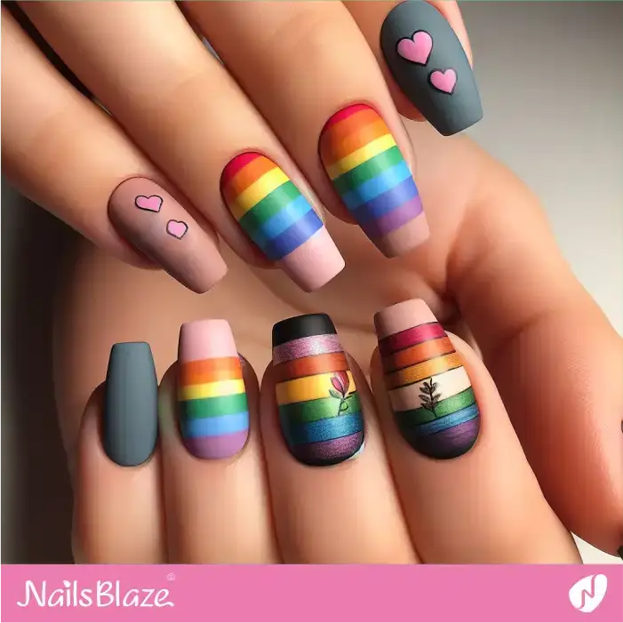 Gradient Flag Matte Nails | Pride | LGBTQIA2S+ Nails - NB2063
